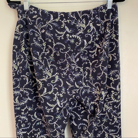 Vintage blue floral flat front high-rise pants - Picture 3 of 11